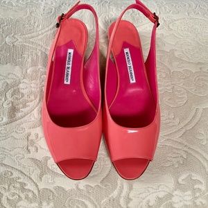 Manolo Blahnik Pink Patent Leather Flats size 10.5
